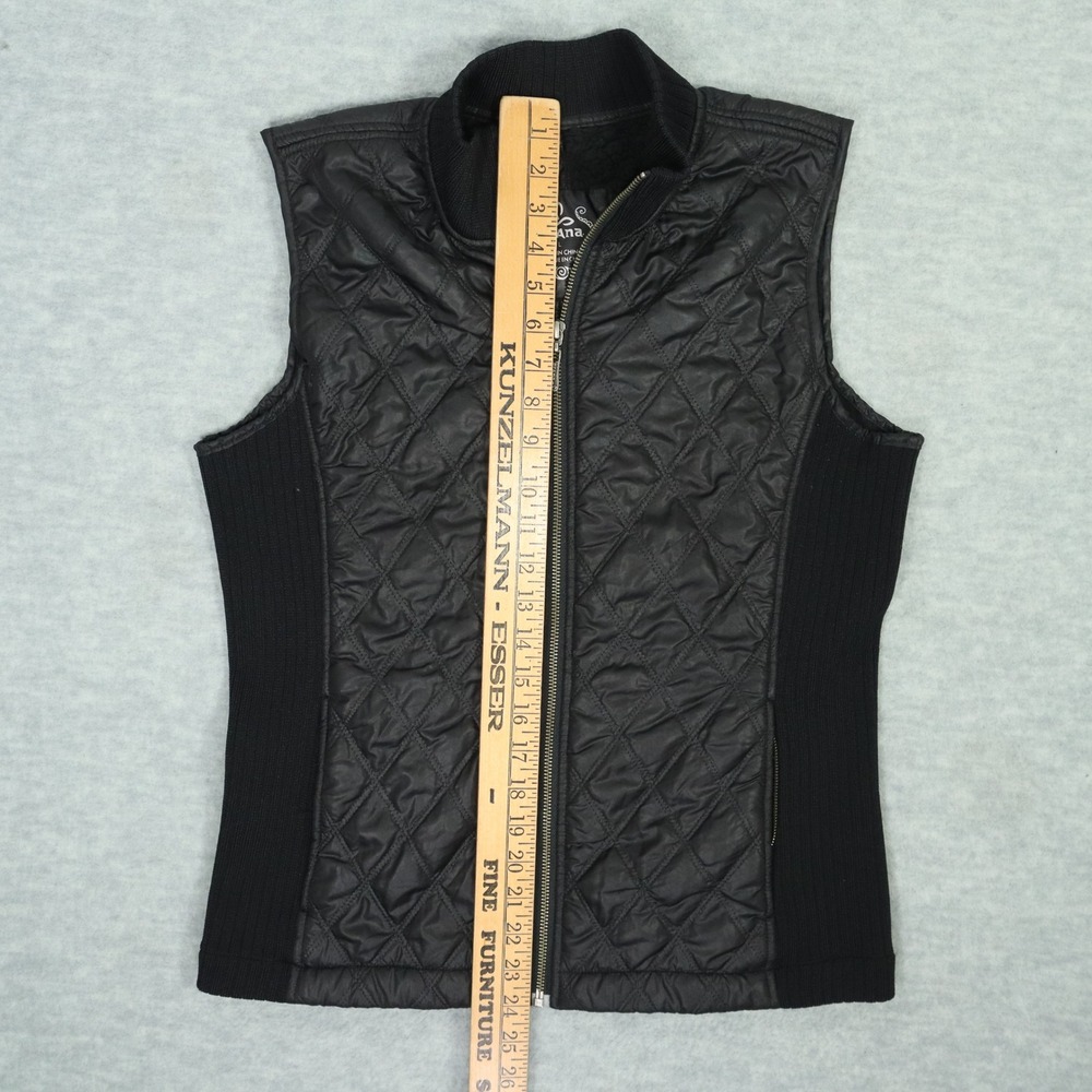 prAna Diva Vest Women's Medium Black Quilted Insulated Zip Front Mock Neck - Picture 4 of 5